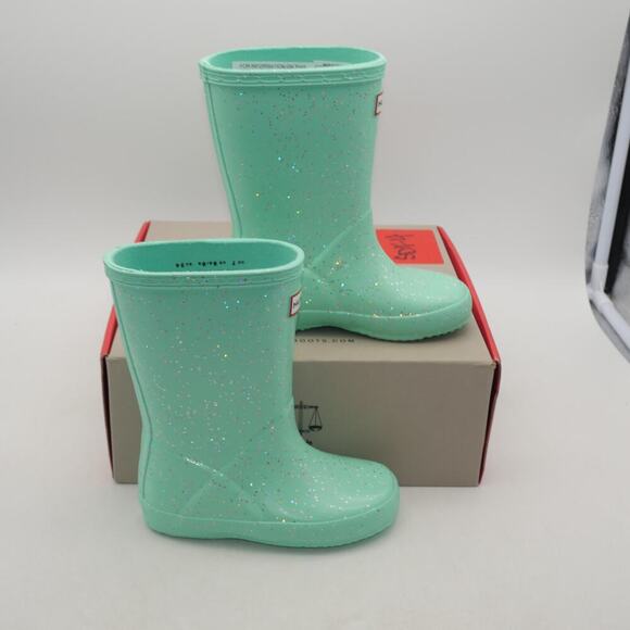 NEW Hunter Boots Kids First Classic Glitter Wild Mint Green Girls 13 UK 11 - Picture 5 of 7
